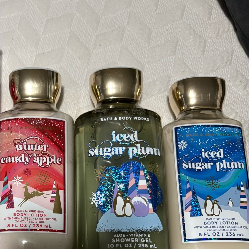 Bath & Body Works Winter Candy Apple and Iced Sugar Plum Set -never been used
